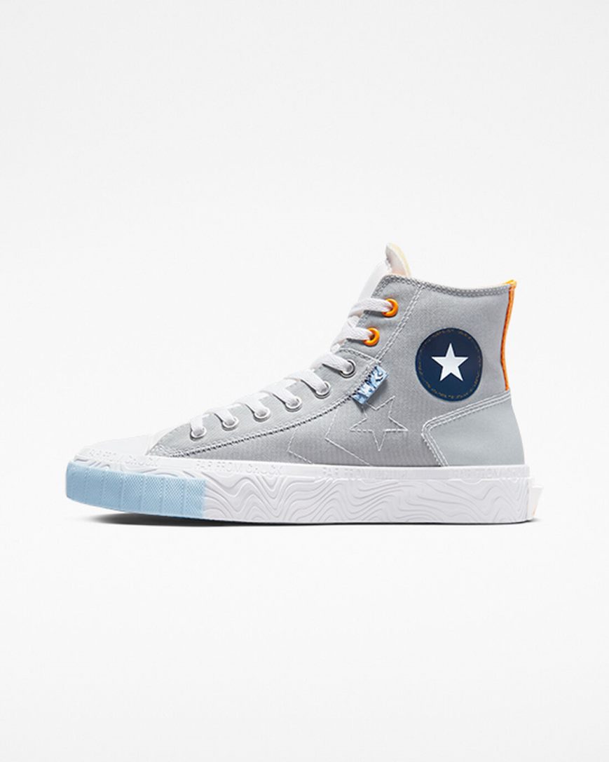 Pánské Boty Vysoké Converse Chuck Taylor Alt Star Reflective Shine Šedé Bílé Oranžové | CZ PMHU65